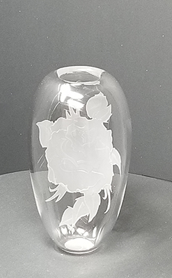 Clear Engraved Flower Vase